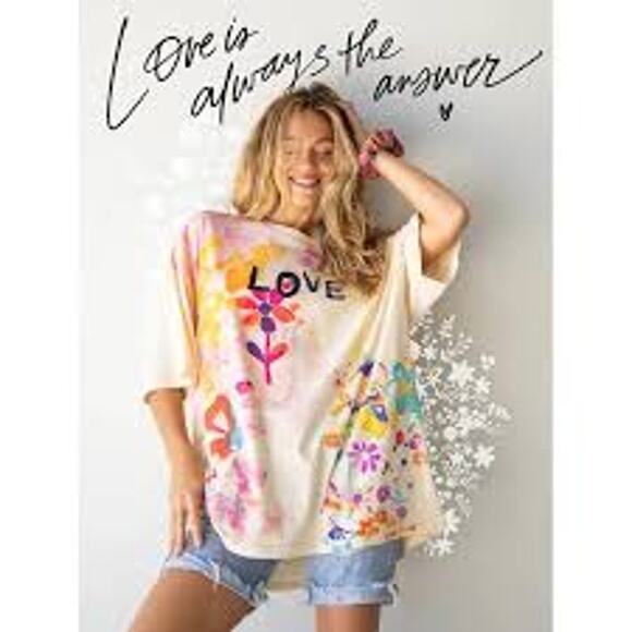 NATURAL LIFE Love Graphic Oversize Tee T-Shirt SUSTAINABLE ETHICAL One Size - Picture 1 of 6